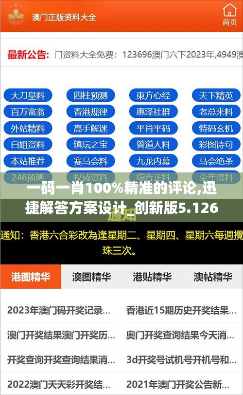 一码一肖100%精准的评论,迅捷解答方案设计_创新版5.126