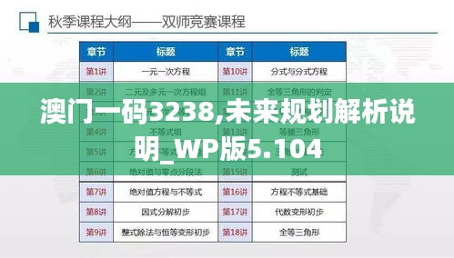澳门一码3238,未来规划解析说明_WP版5.104