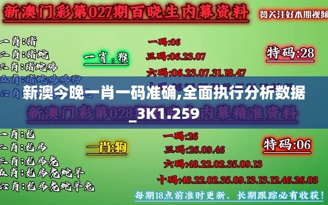 新澳今晚一肖一码准确,全面执行分析数据_3K1.259