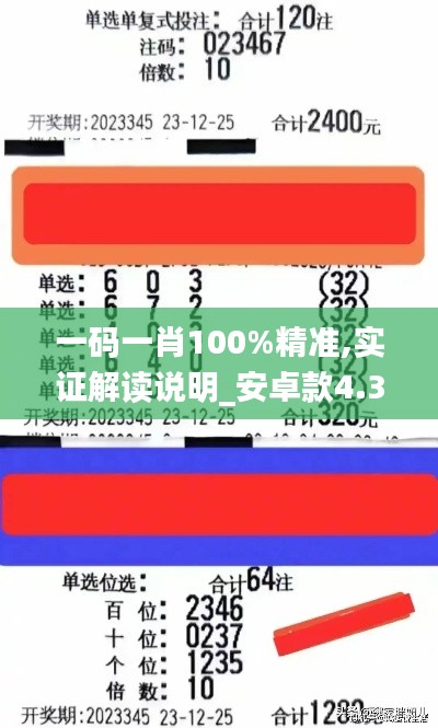 一码一肖100%精准,实证解读说明_安卓款4.345