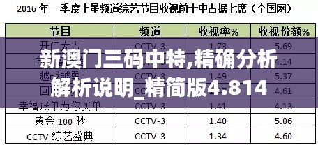 新澳门三码中特,精确分析解析说明_精简版4.814